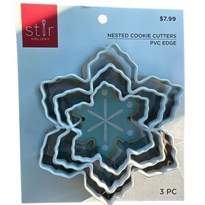 STIR Nested Set Comfort Grip Metal Snowflake Christmas Cookie Cutters NEW